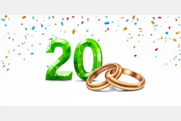 Celebrate Two Decades: The Green Number 20 and Golden Wedding Rings Collection