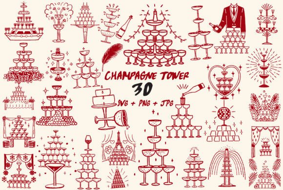 Champagne Tower SVG Luxury Wedding Decor: Elevate Your Event Graphics
