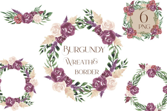 Elegant Burgundy Wreath Clipart for Wedding Designs