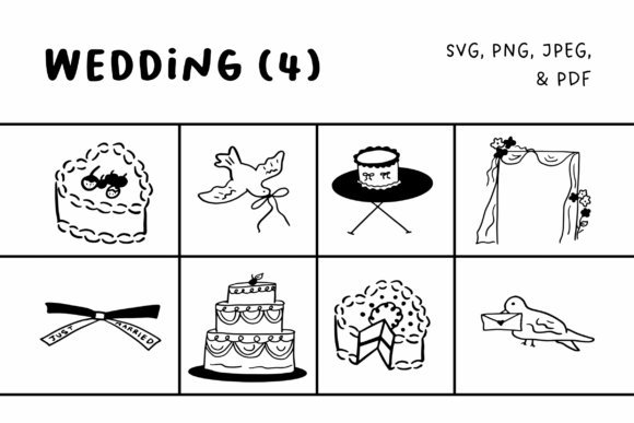 Elegant Wedding Illustrations Set4: Hand-Drawn Charm