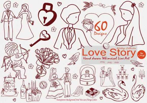 Love Icons Whimsical Hand Drawn Wedding: A Creative Suite