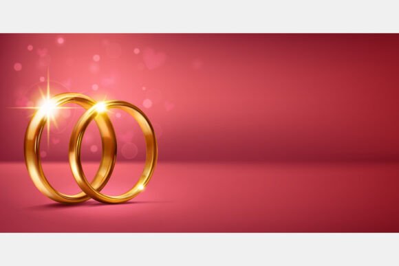Two Gold Wedding Rings and Small Hearts: Designing with Romance