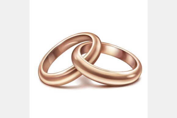 Two Intertwined Rose Gold Wedding Rings: A Design Asset