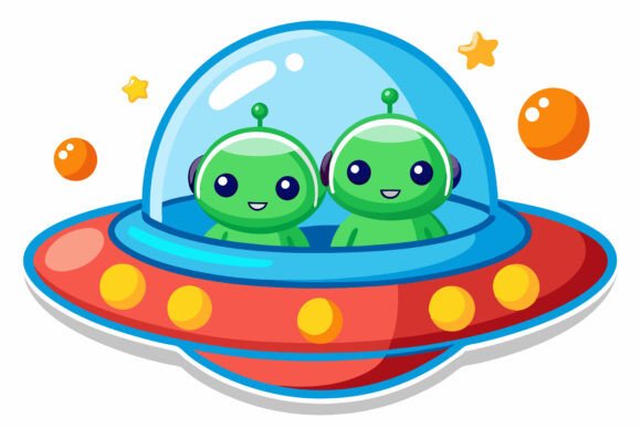 UFO Wedding Couple: A Quirky Illustration Set for Creative Projects