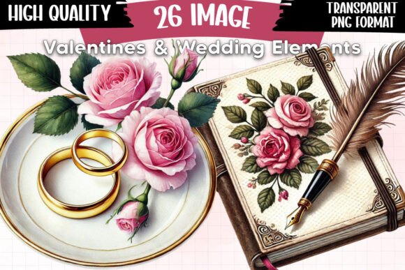 Valentines & Wedding Elements Clipart P2: Your Creative Toolkit