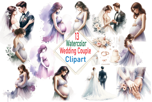 Watercolor Wedding Couple Clipart PNG: A Designer's Go-To Asset