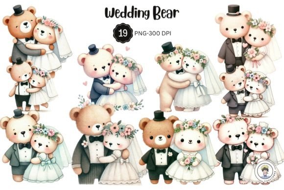Watercolor Wedding Couple Cute Bear: A Designer's Asset Guide