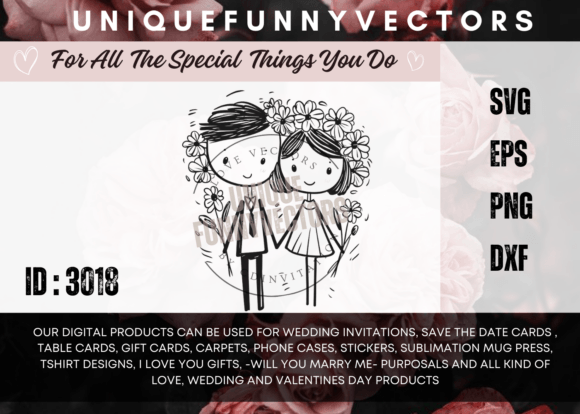 Wedding Couple Stick Figures 3018: Love in Every Line