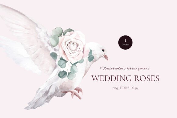 Wedding Dove Watercolor Arrangement: A Timeless Graphic for Your Designs