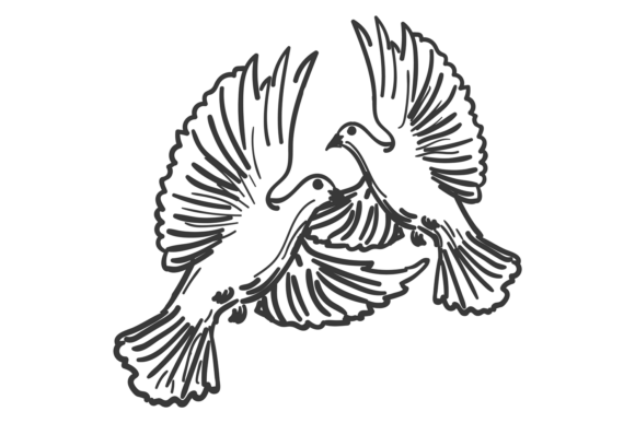 Wedding Doves Drawing: A Lovely Bird Couple for Designers