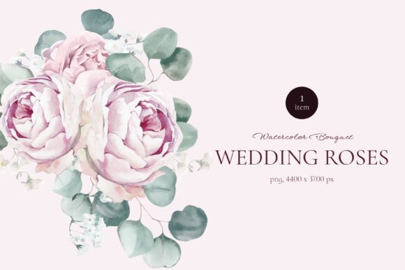 Wedding Roses Watercolor Bouquet: Design Inspiration